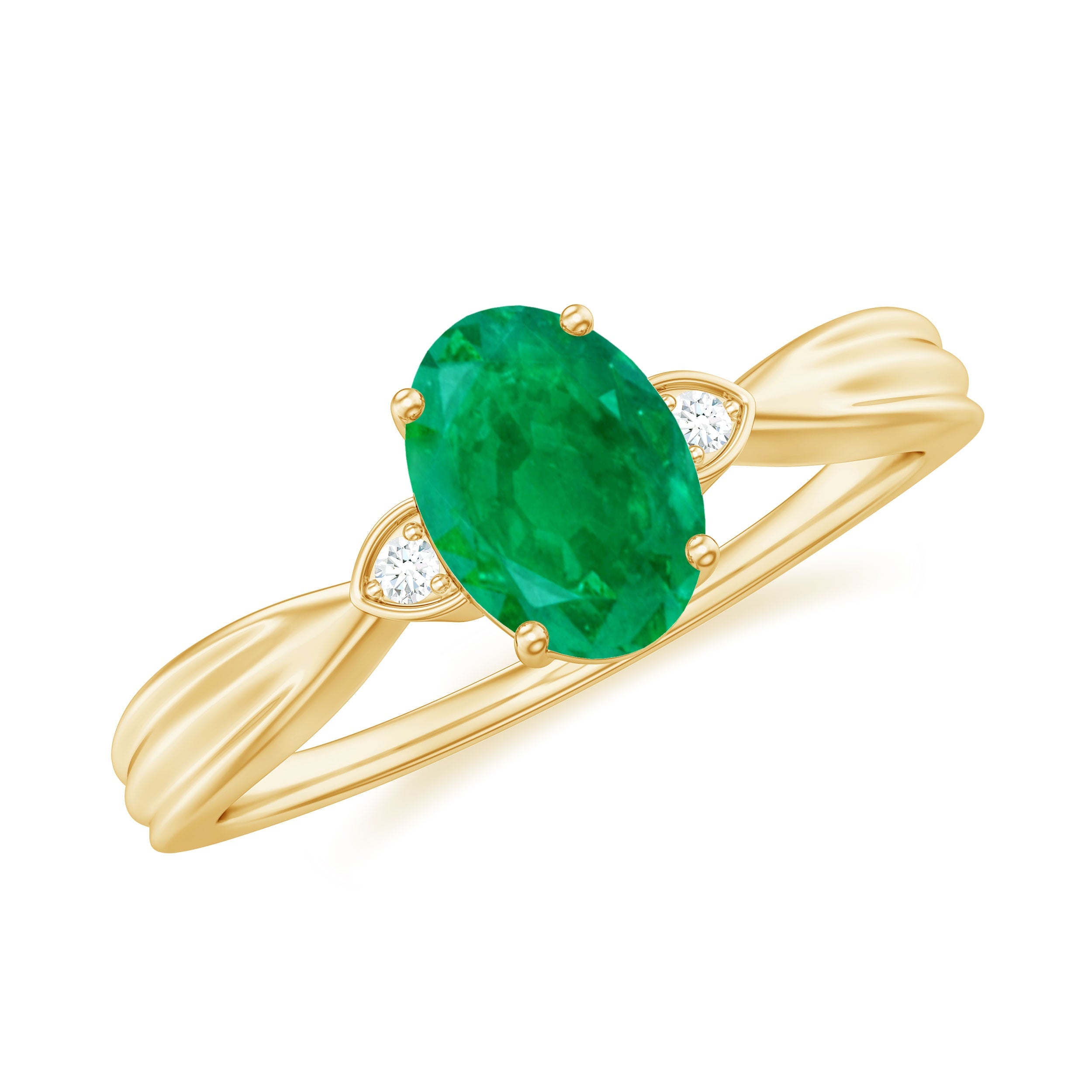 5X7 mm Oval Cut Emerald Vintage Engagement Ring with Diamond