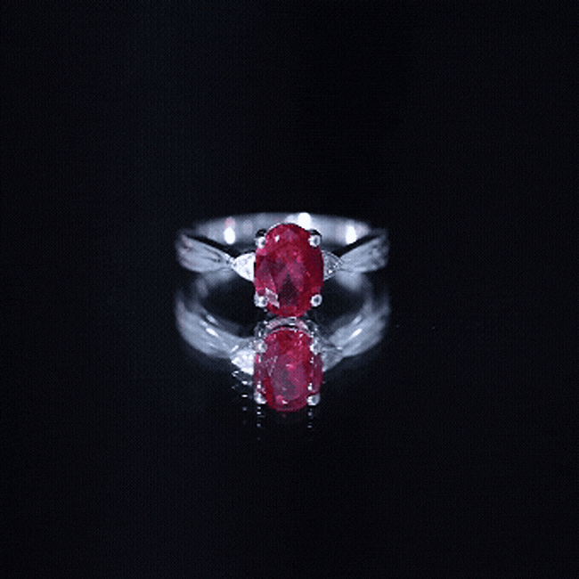 Oval Shaped 6X8MM Lab Created Ruby Solitaire Engagement Ring