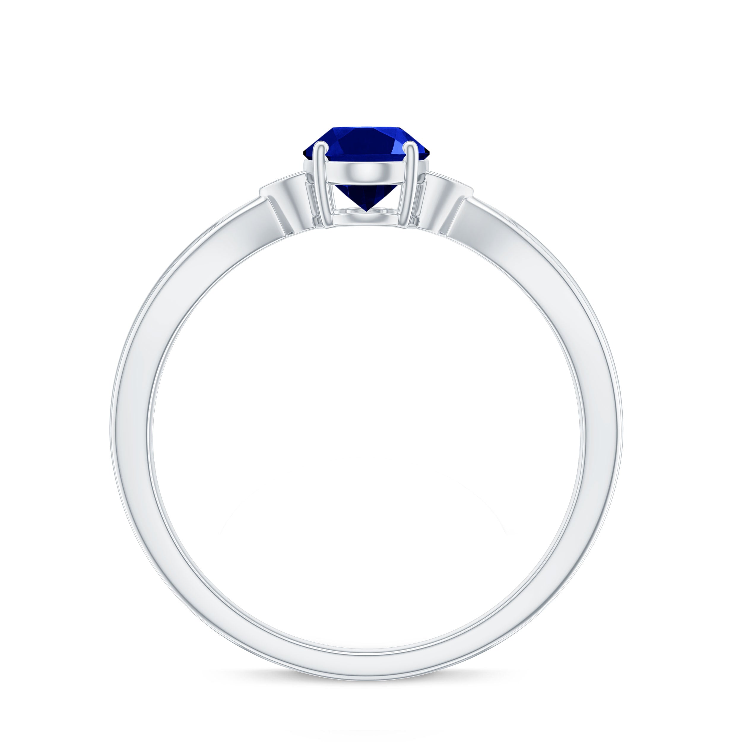 Certified 1 Carat Oval Lab Grown Blue Sapphire Solitaire Engagement Ring with Diamond
