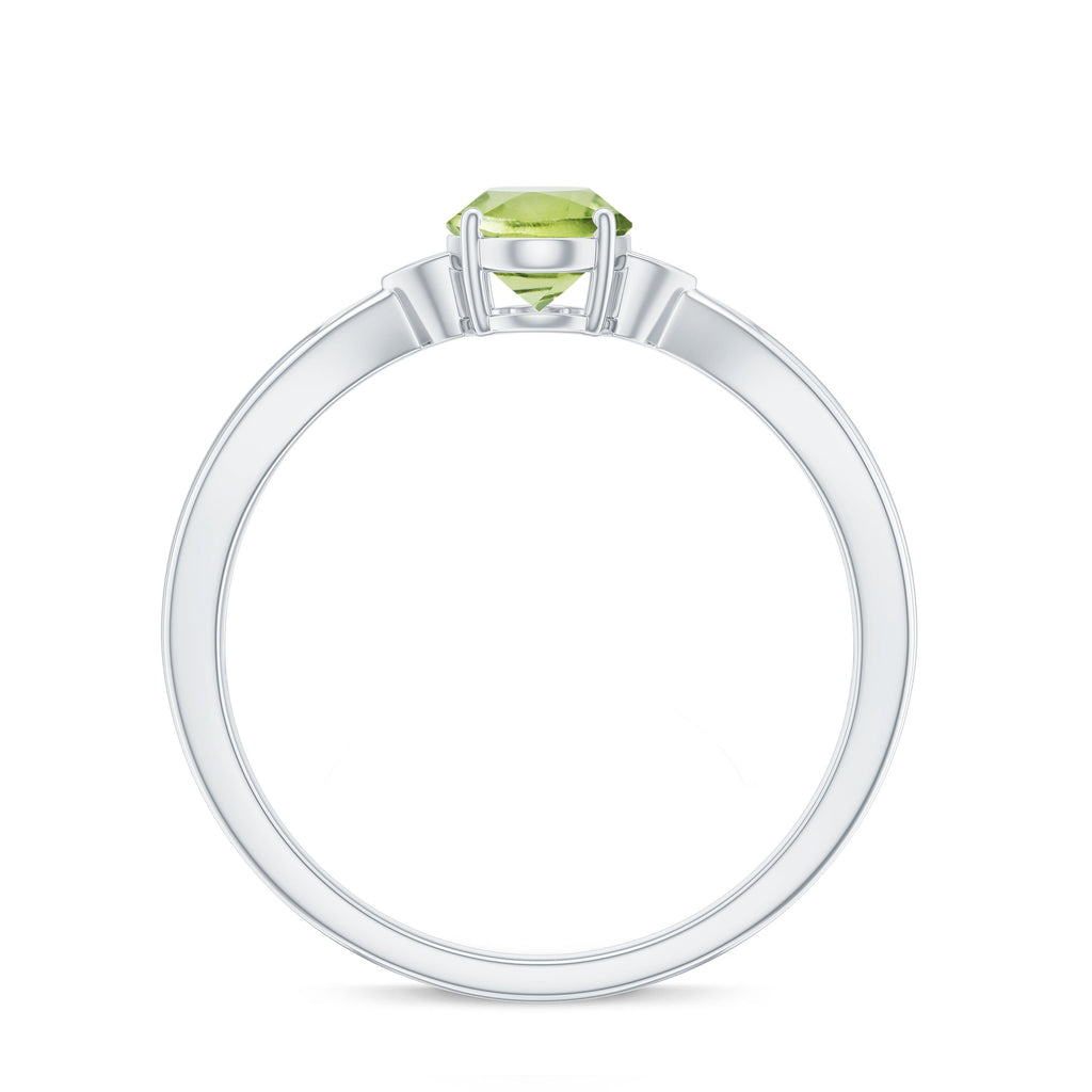 Natural 1 Carat Peridot Oval Engagement Ring with Diamond
