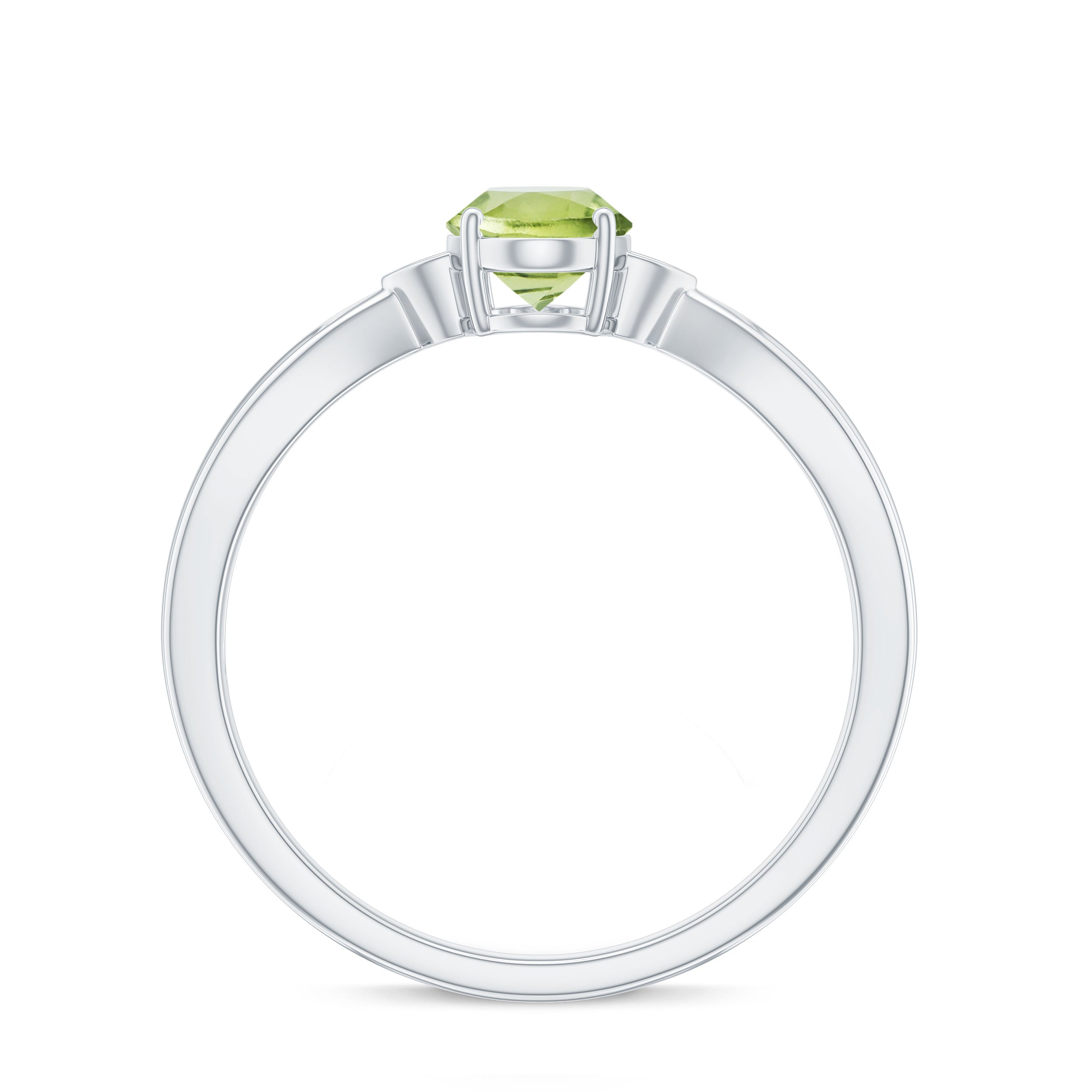 Natural 1 Carat Peridot Oval Engagement Ring with Diamond