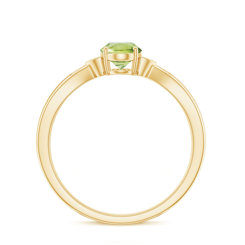 Natural 1 Carat Peridot Oval Engagement Ring with Diamond