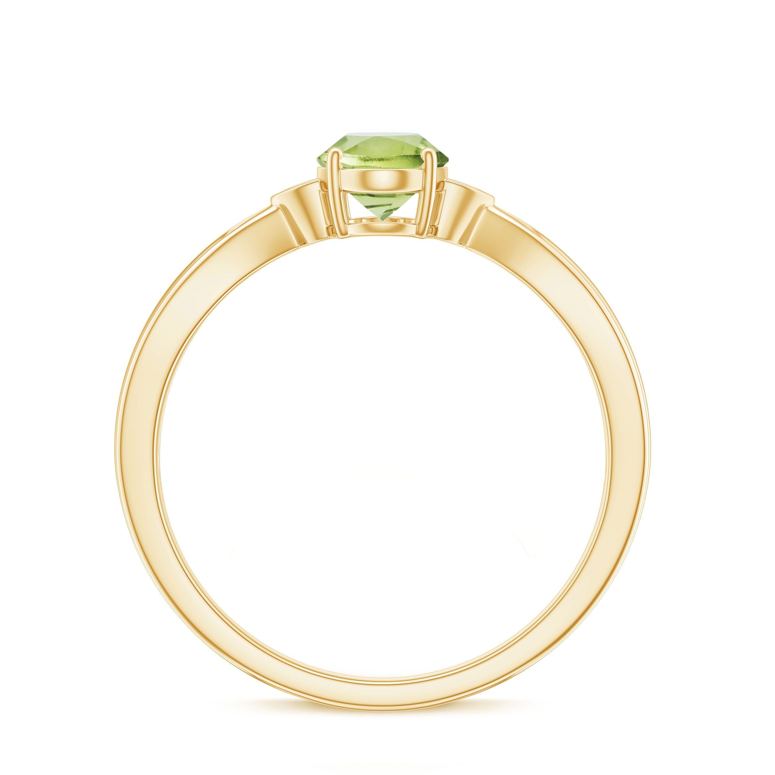 Natural 1 Carat Peridot Oval Engagement Ring with Diamond