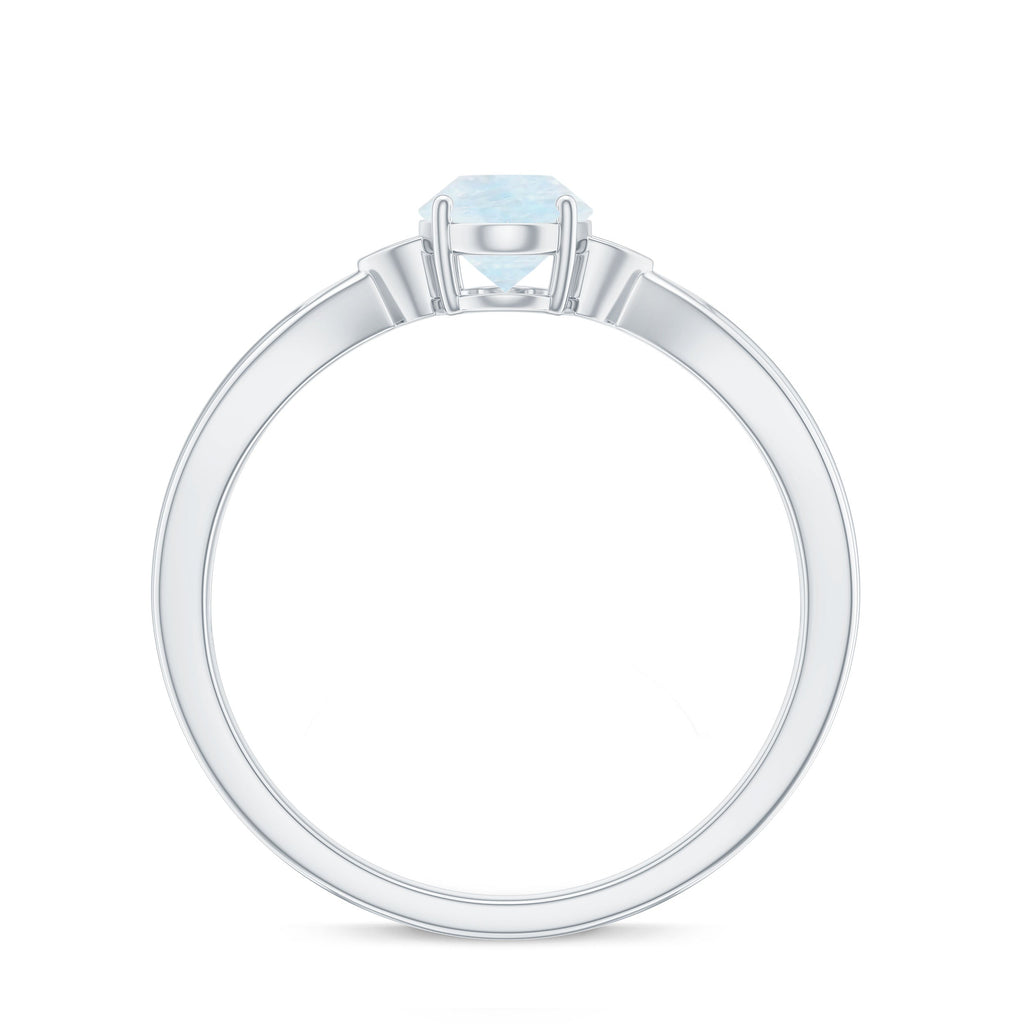 1 CT Oval Cut Moonstone Solitaire Ring with Diamond