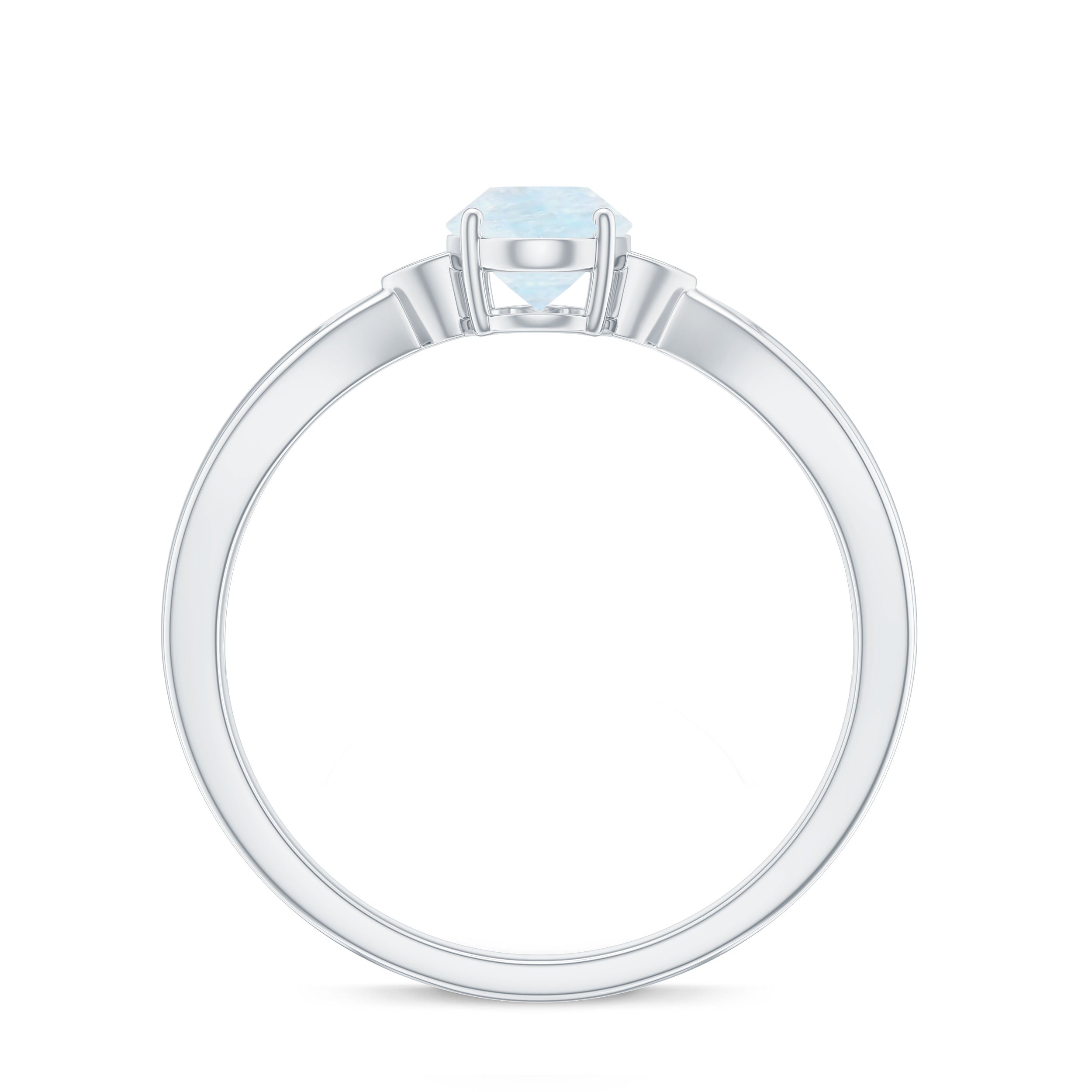 1 CT Oval Cut Moonstone Solitaire Ring with Diamond
