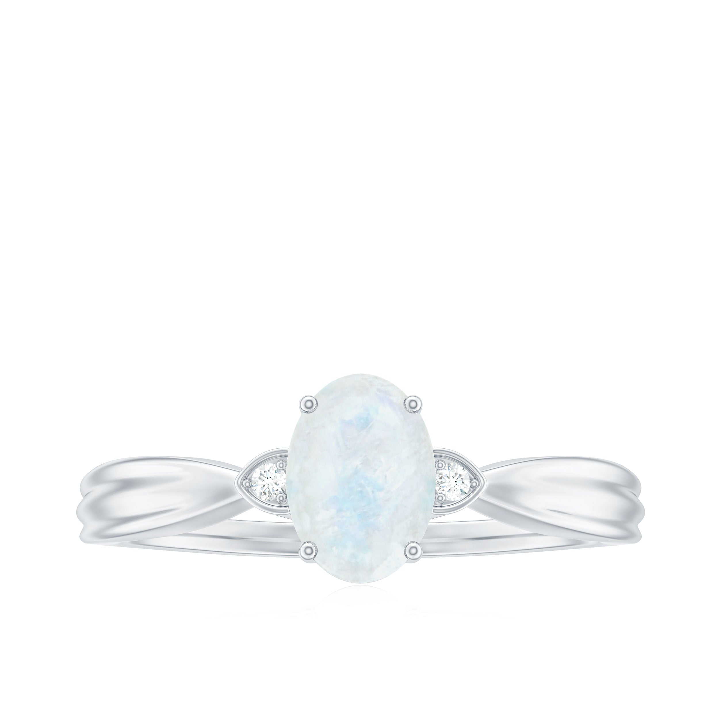 1 CT Oval Cut Moonstone Solitaire Ring with Diamond