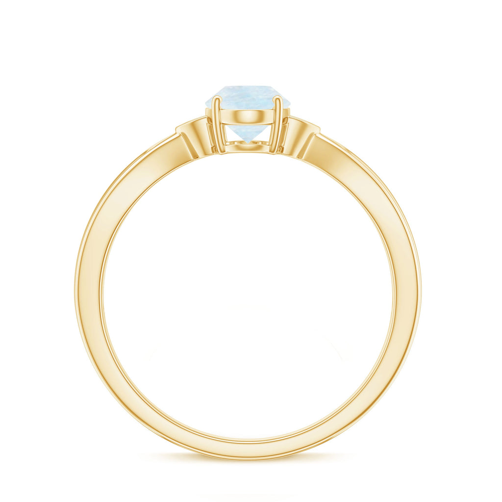 1 CT Oval Cut Moonstone Solitaire Ring with Diamond