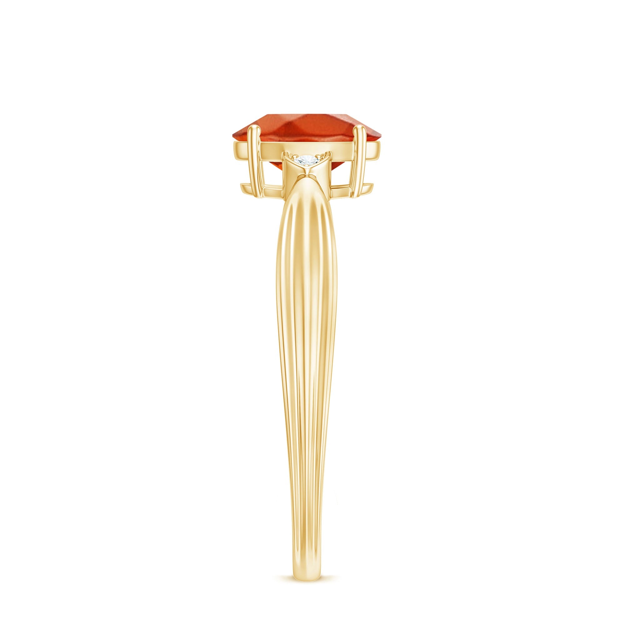 3/4 CT Oval Shape Fire Opal Engagement Ring with Diamond