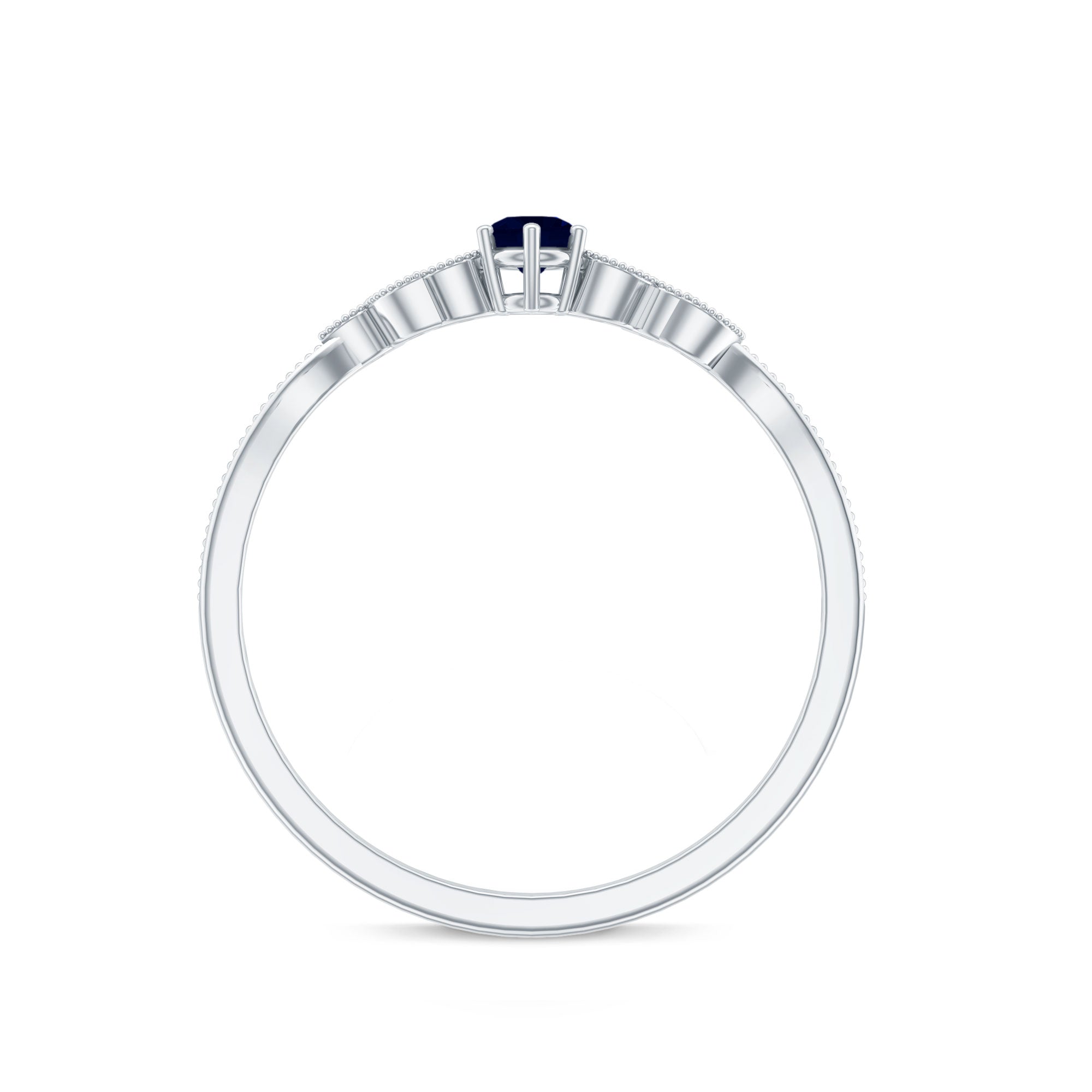 1/4 CT Blue Sapphire and Diamond Leaf Branch Promise Ring