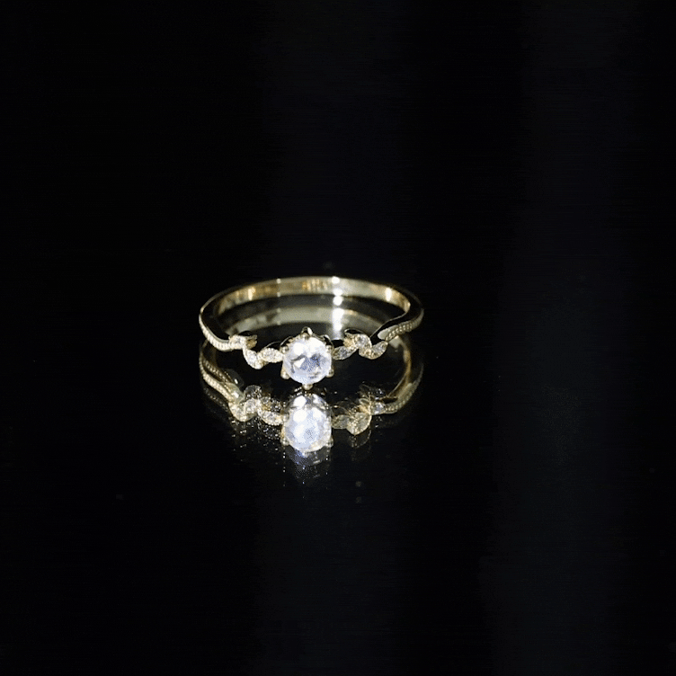 Nature Inspired Moonstone Promise Ring with Diamond