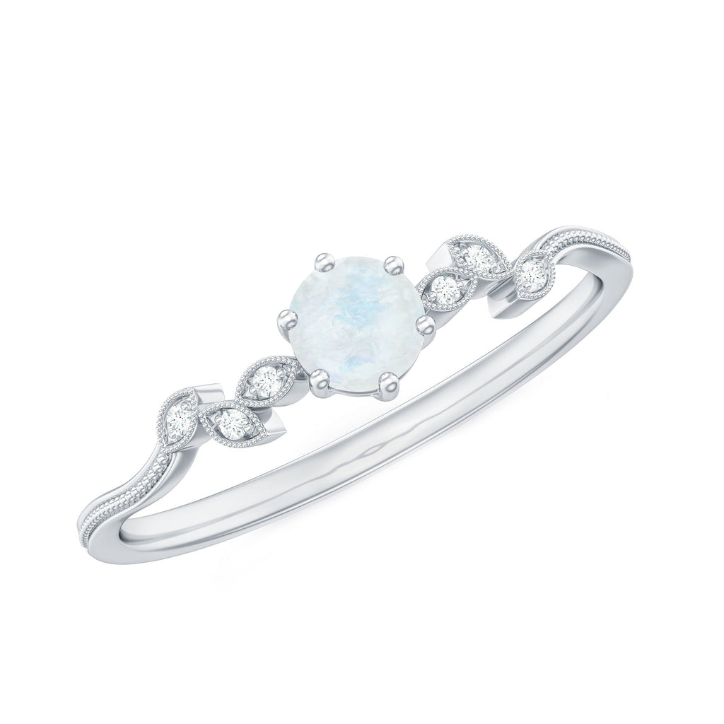 Nature Inspired Moonstone Promise Ring with Diamond