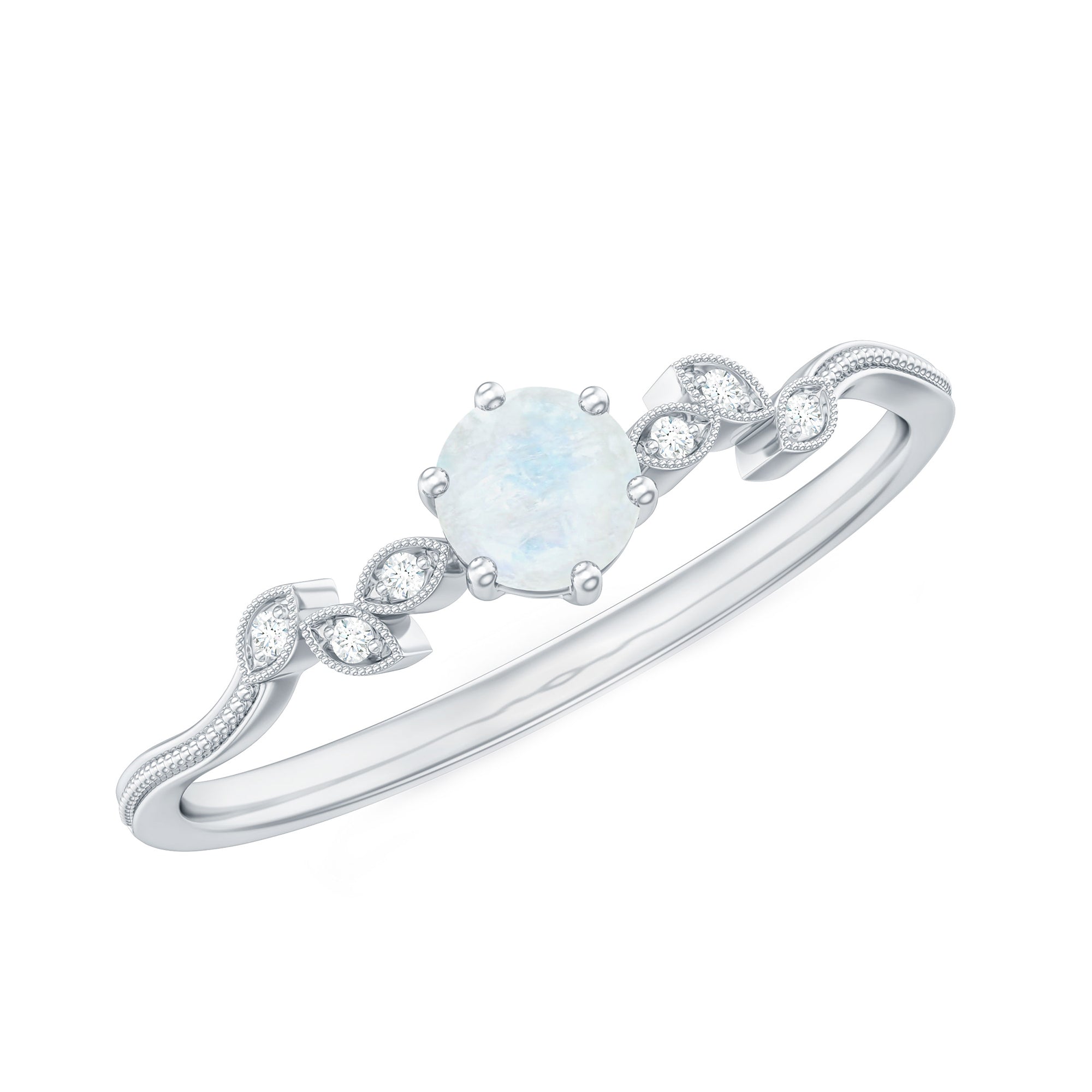 Nature Inspired Moonstone Promise Ring with Diamond