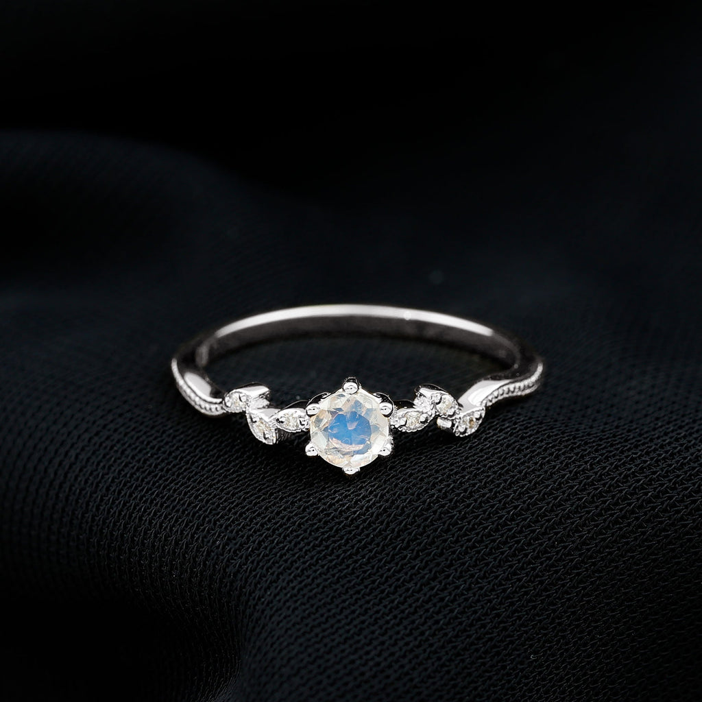 Nature Inspired Moonstone Promise Ring with Diamond