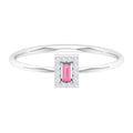 Natural Pink Tourmaline Dainty Promise Ring with Diamond Accent