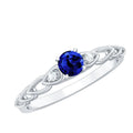 Certified 0.6 Carat Lab Grown Blue Sapphire Diamond Promise Ring