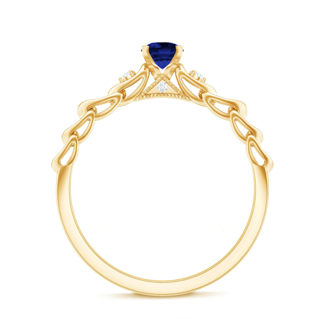 Certified 0.6 Carat Lab Grown Blue Sapphire Diamond Promise Ring