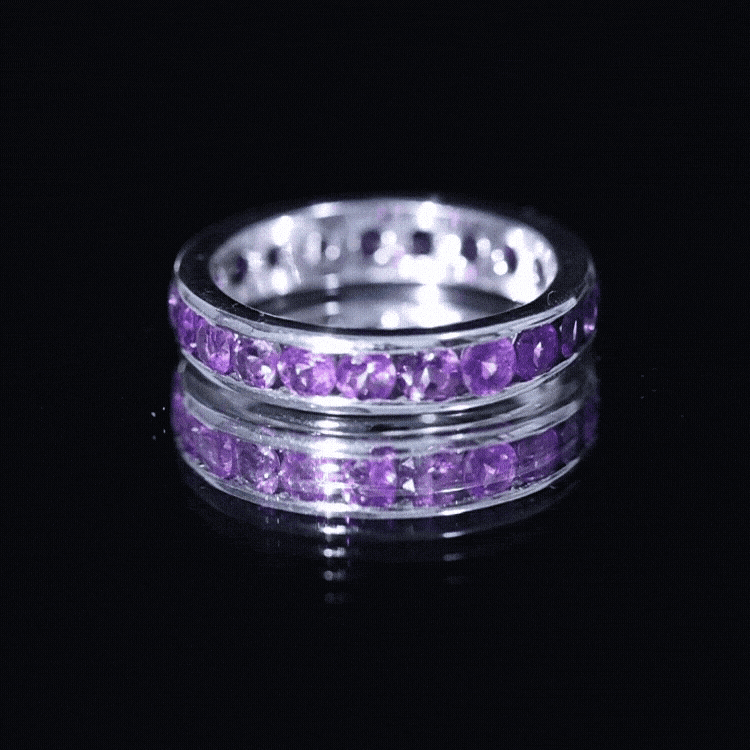 Round Shape Amethyst Eternity Ring in Channel Setting