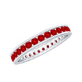 Channel Set Round Created Ruby Eternity Band Ring