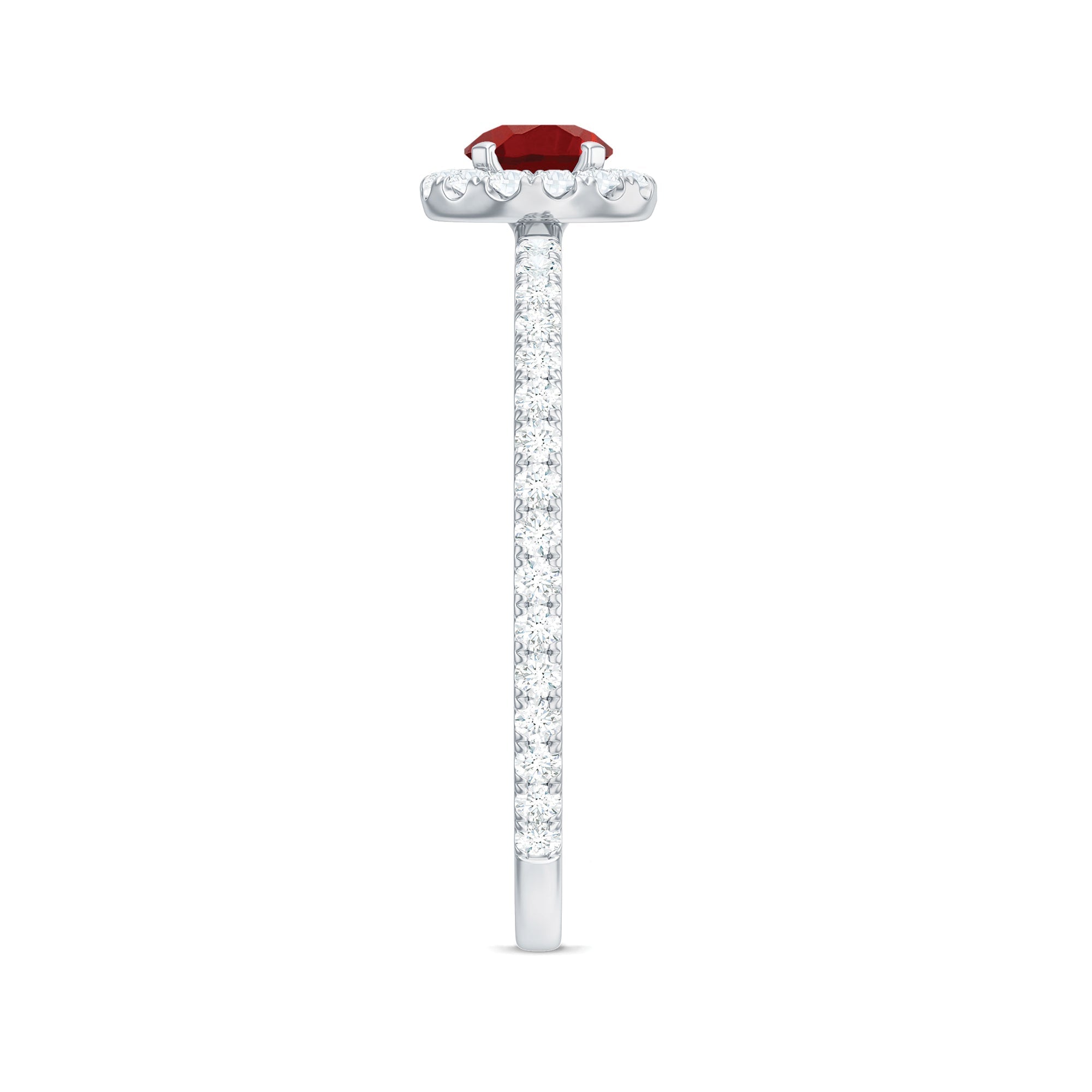 Certified Lab Grown Ruby and Diamond Halo Engagement Ring