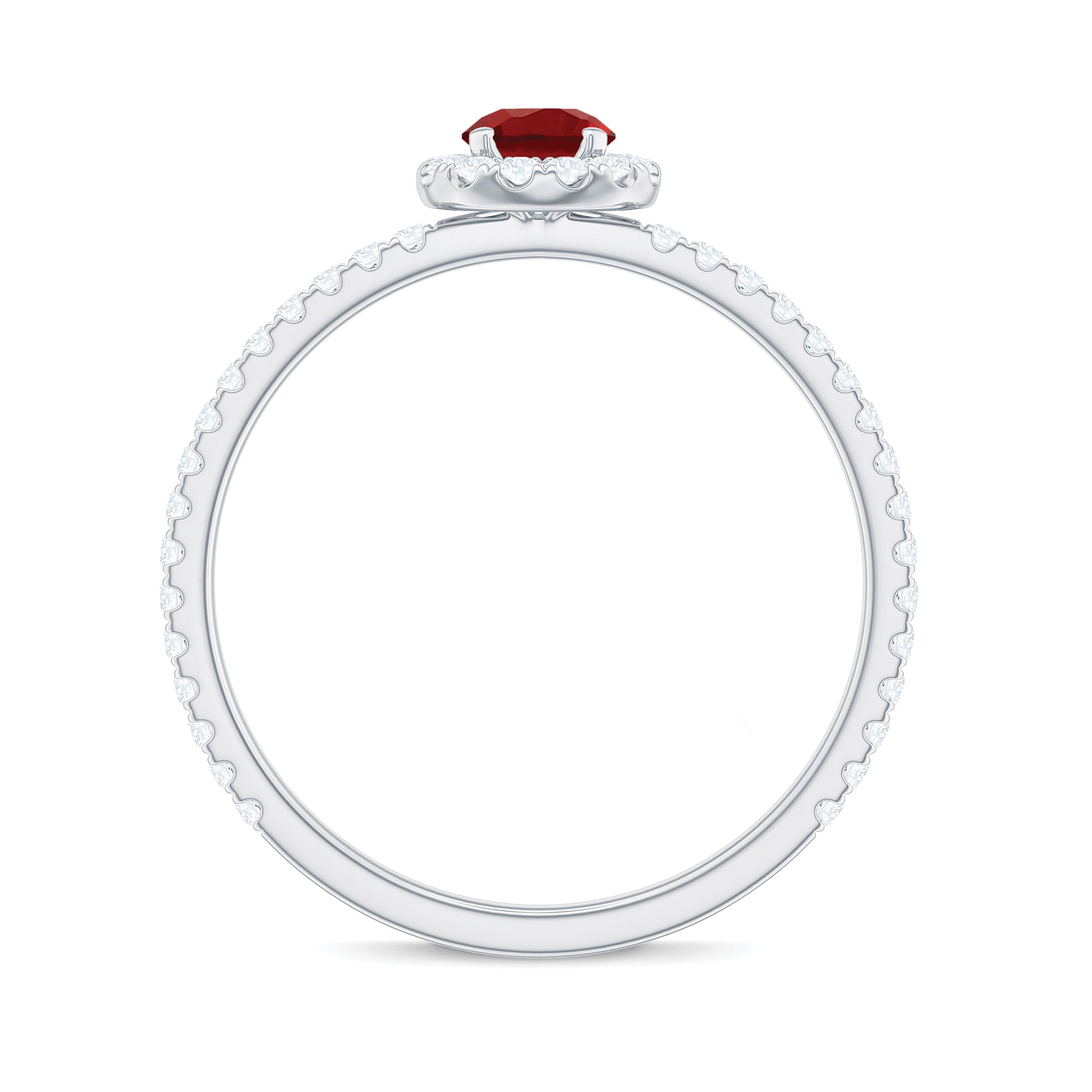 Certified Lab Grown Ruby and Diamond Halo Engagement Ring