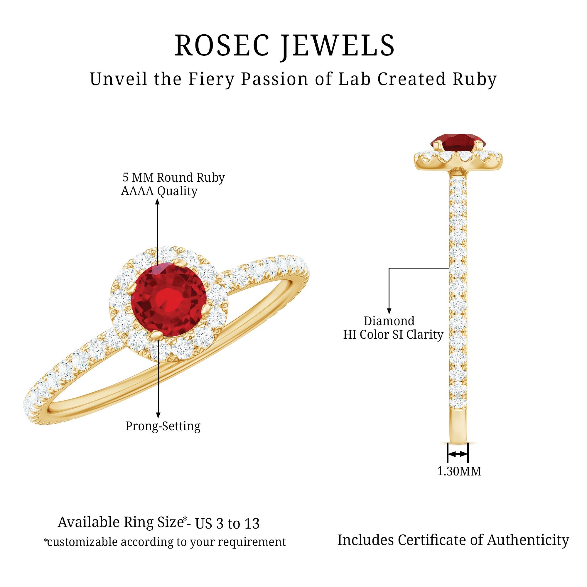 Certified Lab Grown Ruby and Diamond Halo Engagement Ring