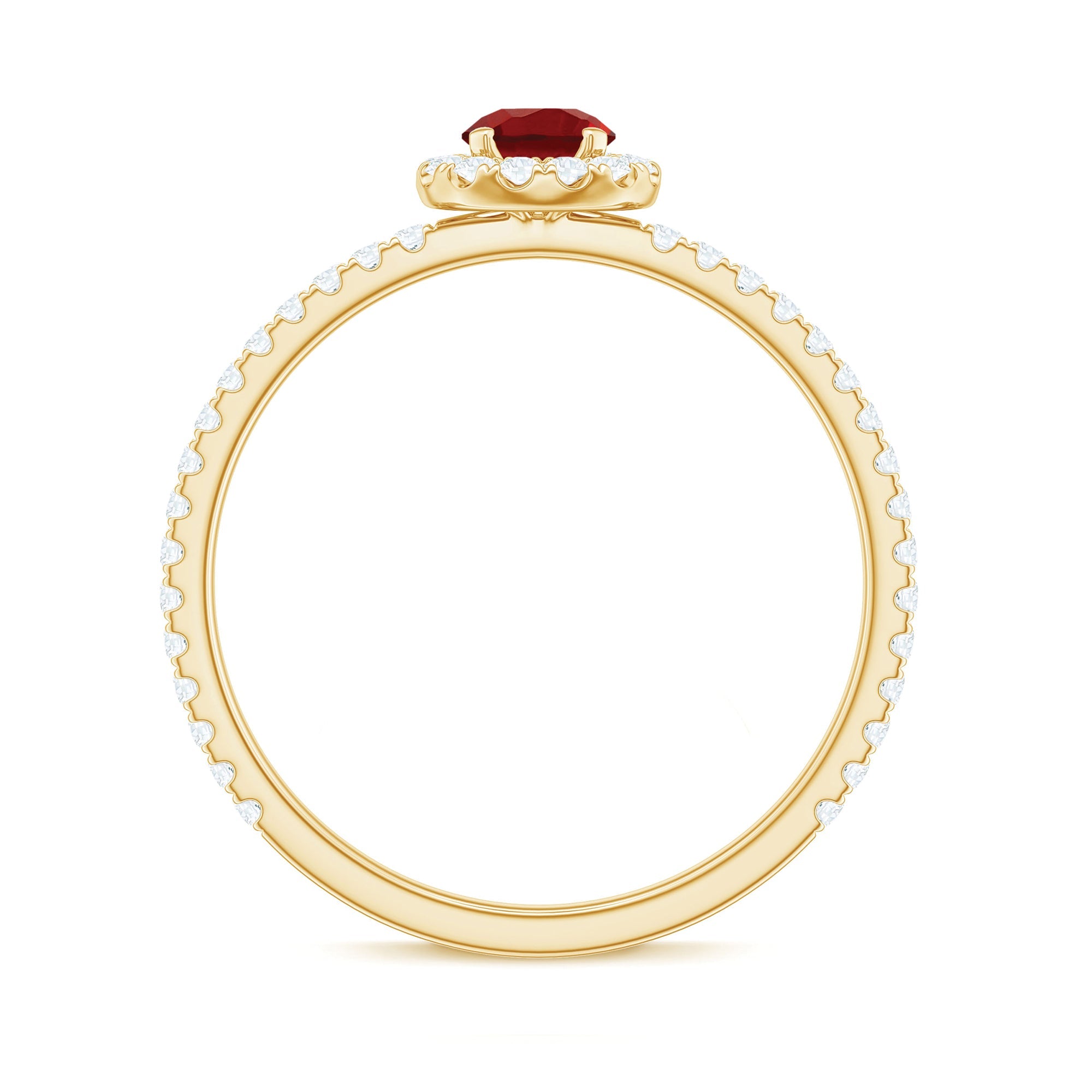Certified Lab Grown Ruby and Diamond Halo Engagement Ring