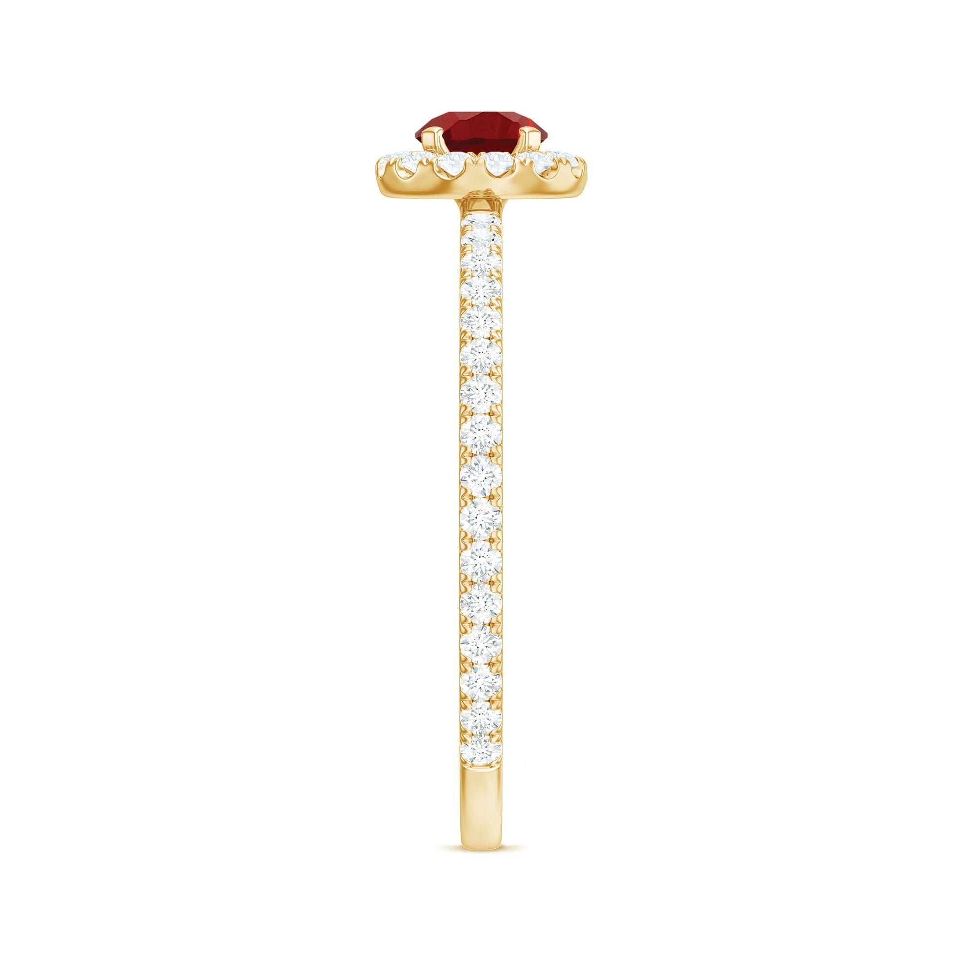 Certified Lab Grown Ruby and Diamond Halo Engagement Ring