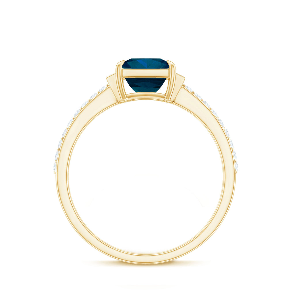6mm Princess Cut London Blue Topaz Classic Engagement Ring with Diamond