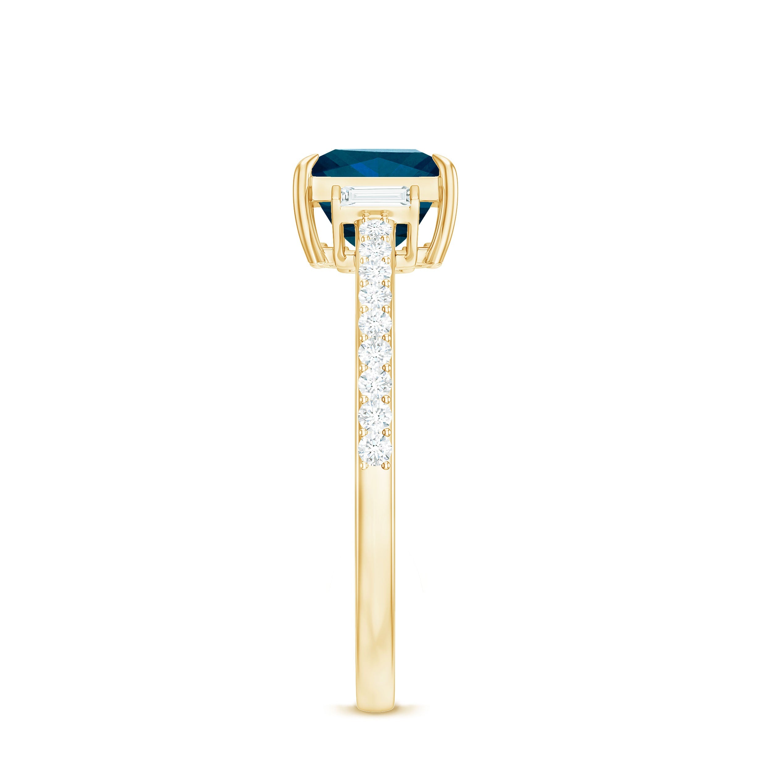 6mm Princess Cut London Blue Topaz Classic Engagement Ring with Diamond