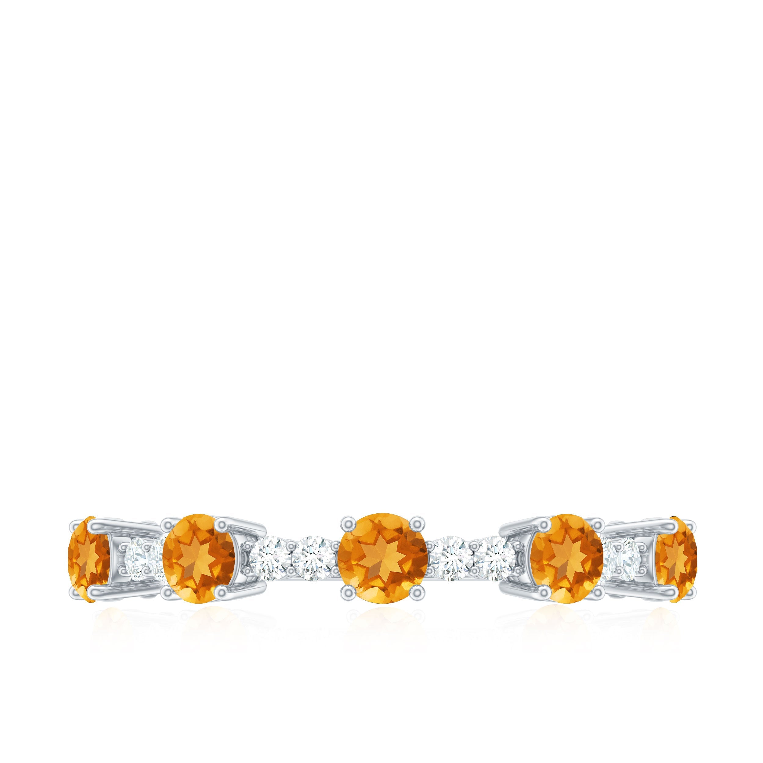 Natural Citrine Diamond Half Eternity Ring for Anniversary