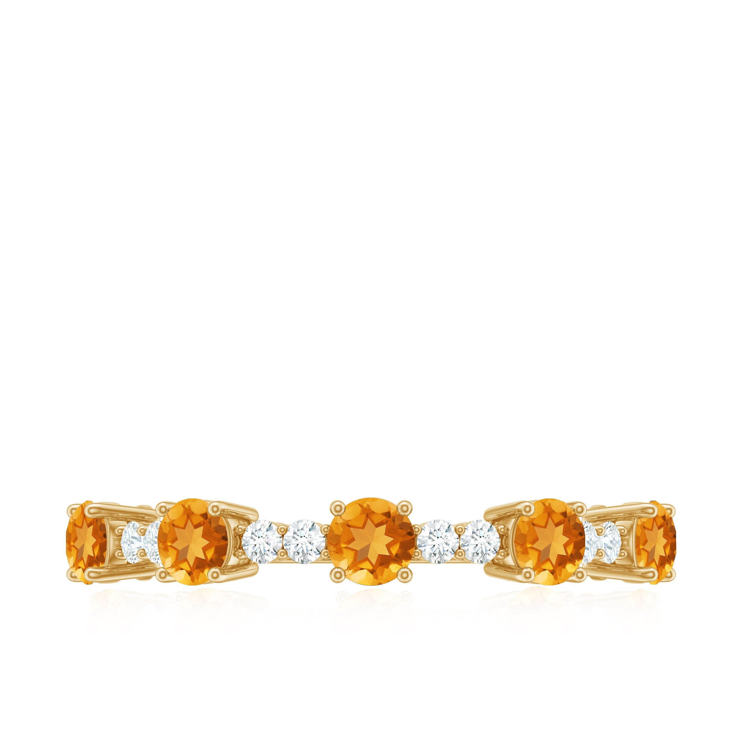 Natural Citrine Diamond Half Eternity Ring for Anniversary