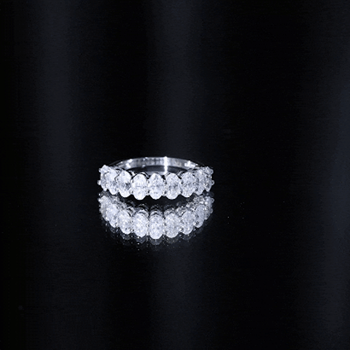 2.50 CT Oval Moissanite Half Eternity Band Ring in Gold