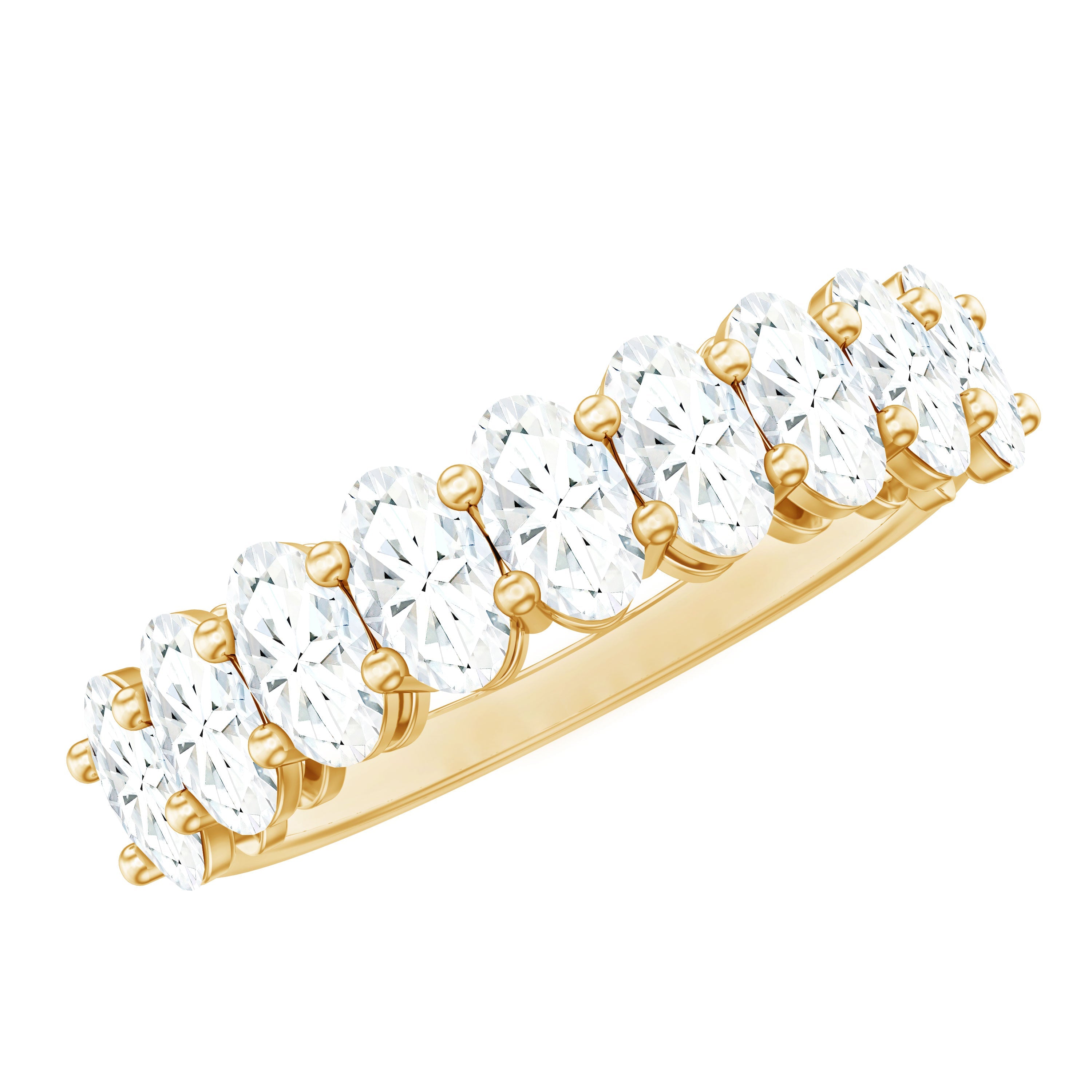 2.50 CT Oval Moissanite Half Eternity Band Ring in Gold