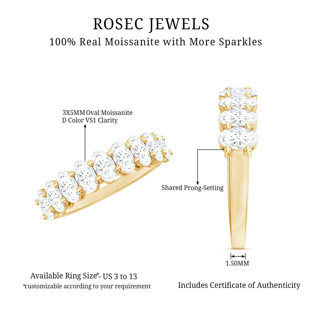 2.50 CT Oval Moissanite Half Eternity Band Ring in Gold