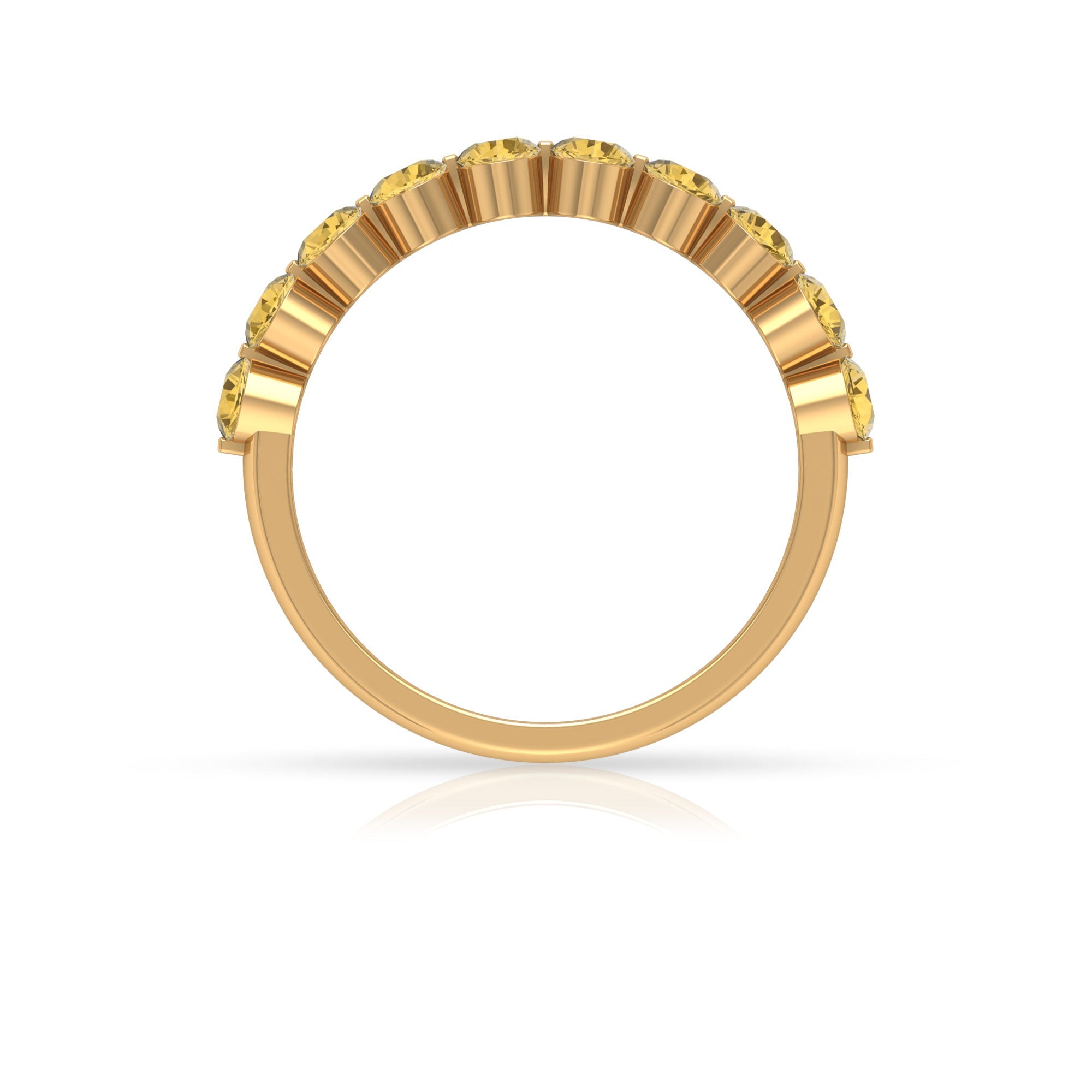 Simple Round Citrine Half Eternity Band Ring