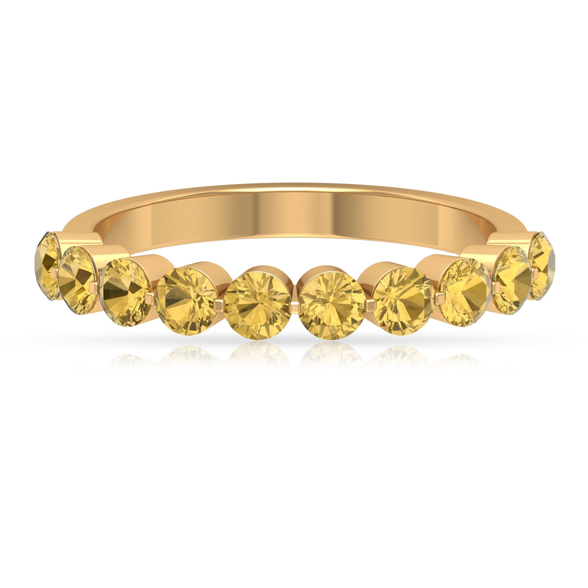 Simple Round Citrine Half Eternity Band Ring