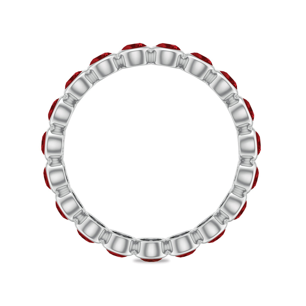 2 CT Bezel Set Round Shape Created Ruby Eternity Ring