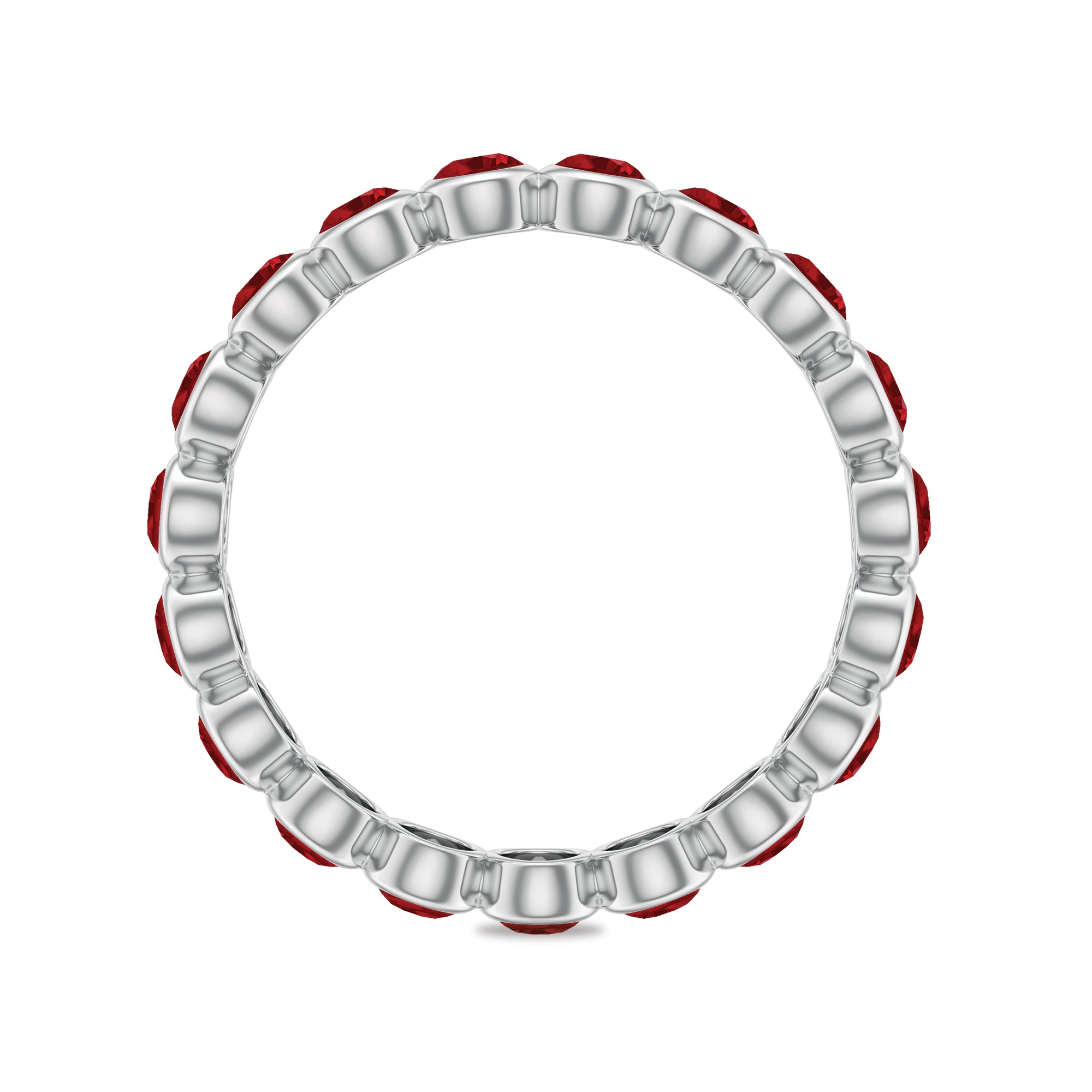 2 CT Bezel Set Round Shape Created Ruby Eternity Ring