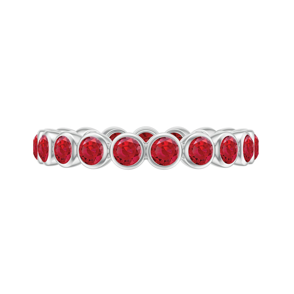 2 CT Bezel Set Round Shape Created Ruby Eternity Ring