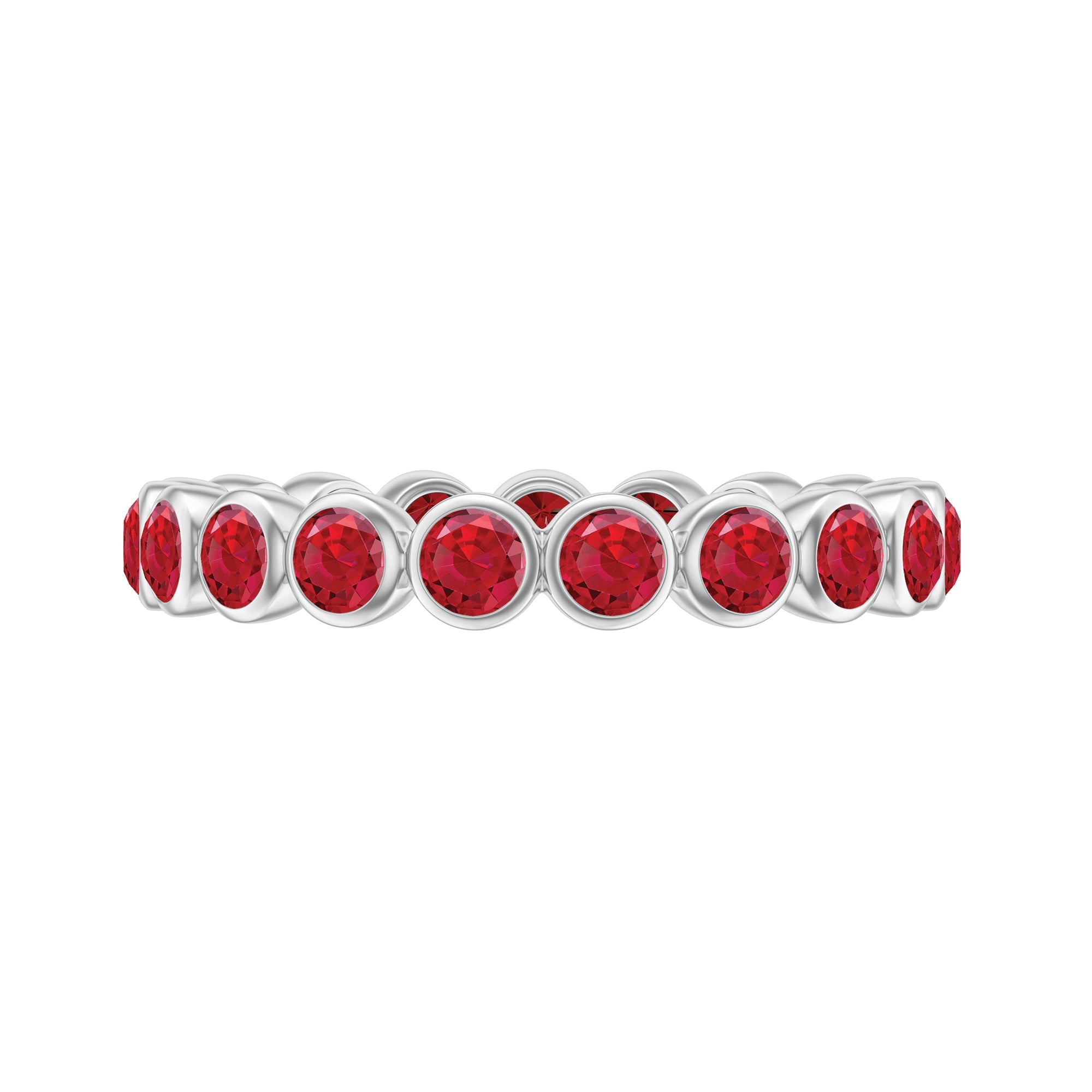 2 CT Bezel Set Round Shape Created Ruby Eternity Ring
