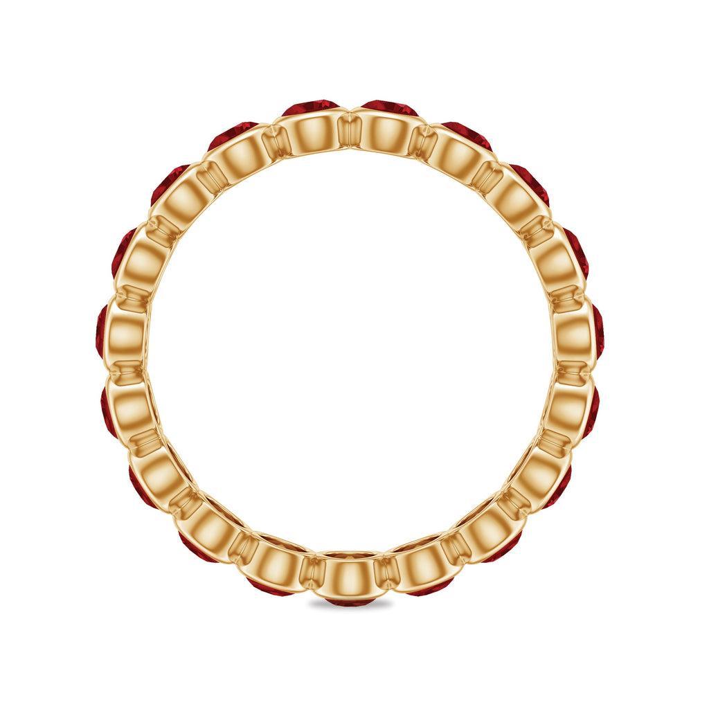 2 CT Bezel Set Round Shape Created Ruby Eternity Ring