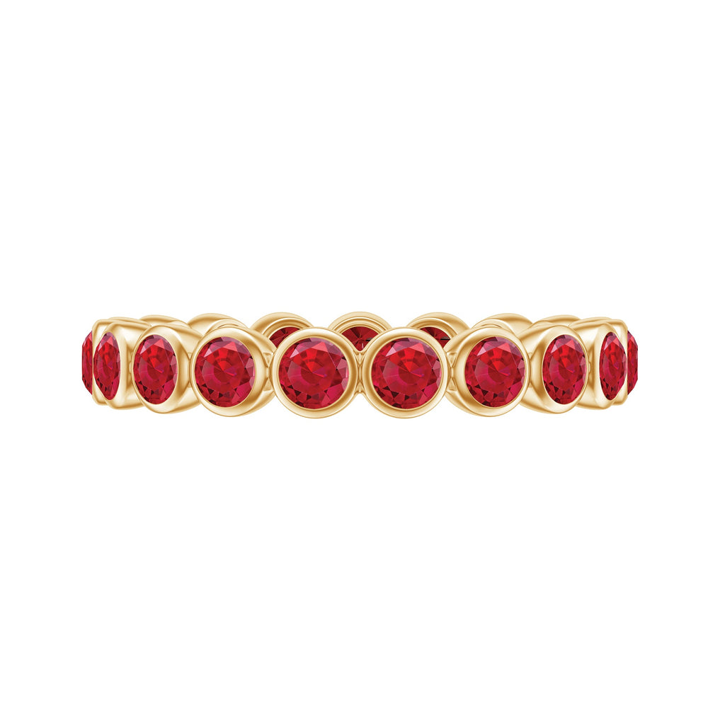 2 CT Bezel Set Round Shape Created Ruby Eternity Ring