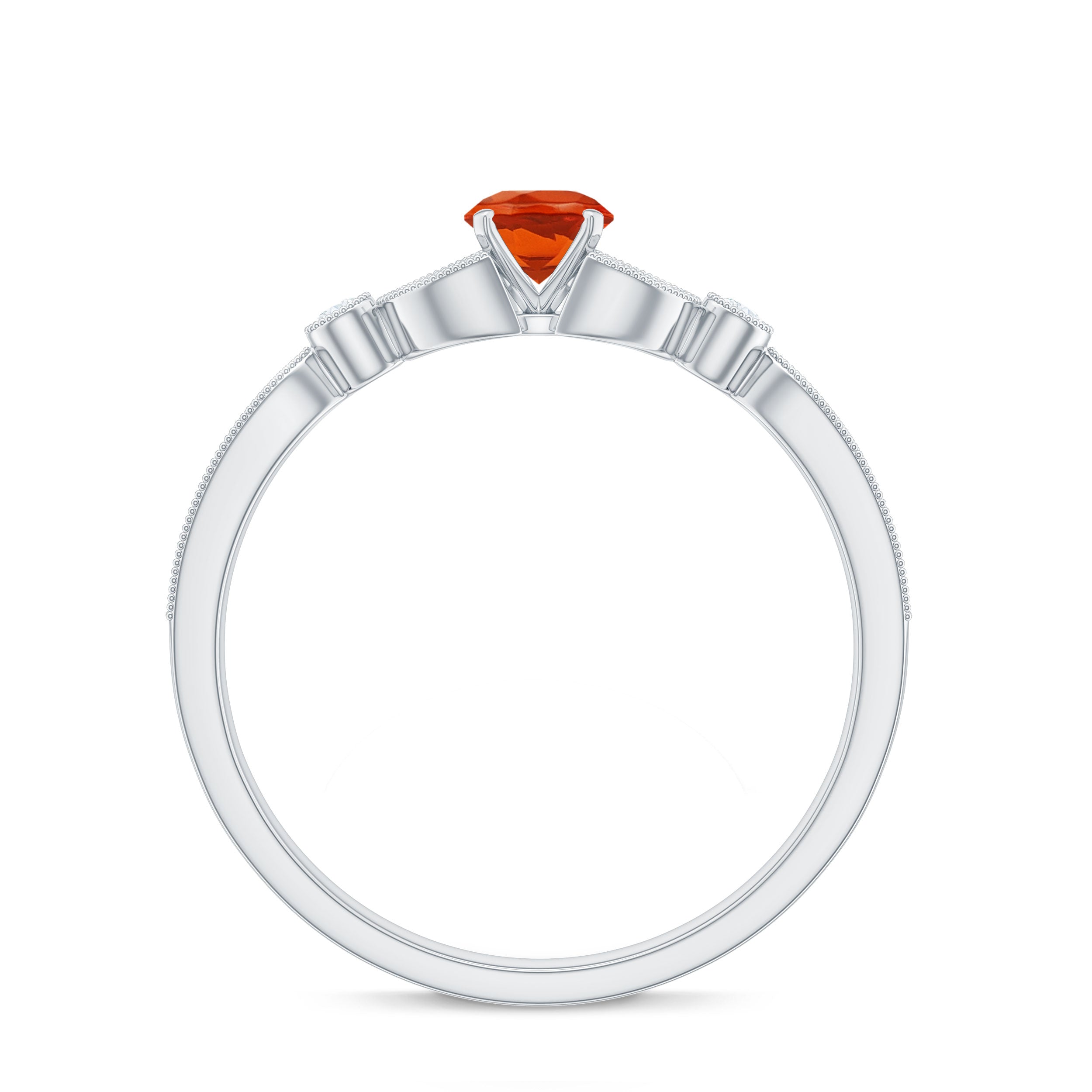 Minimal Fire Opal and Diamond Promise Ring