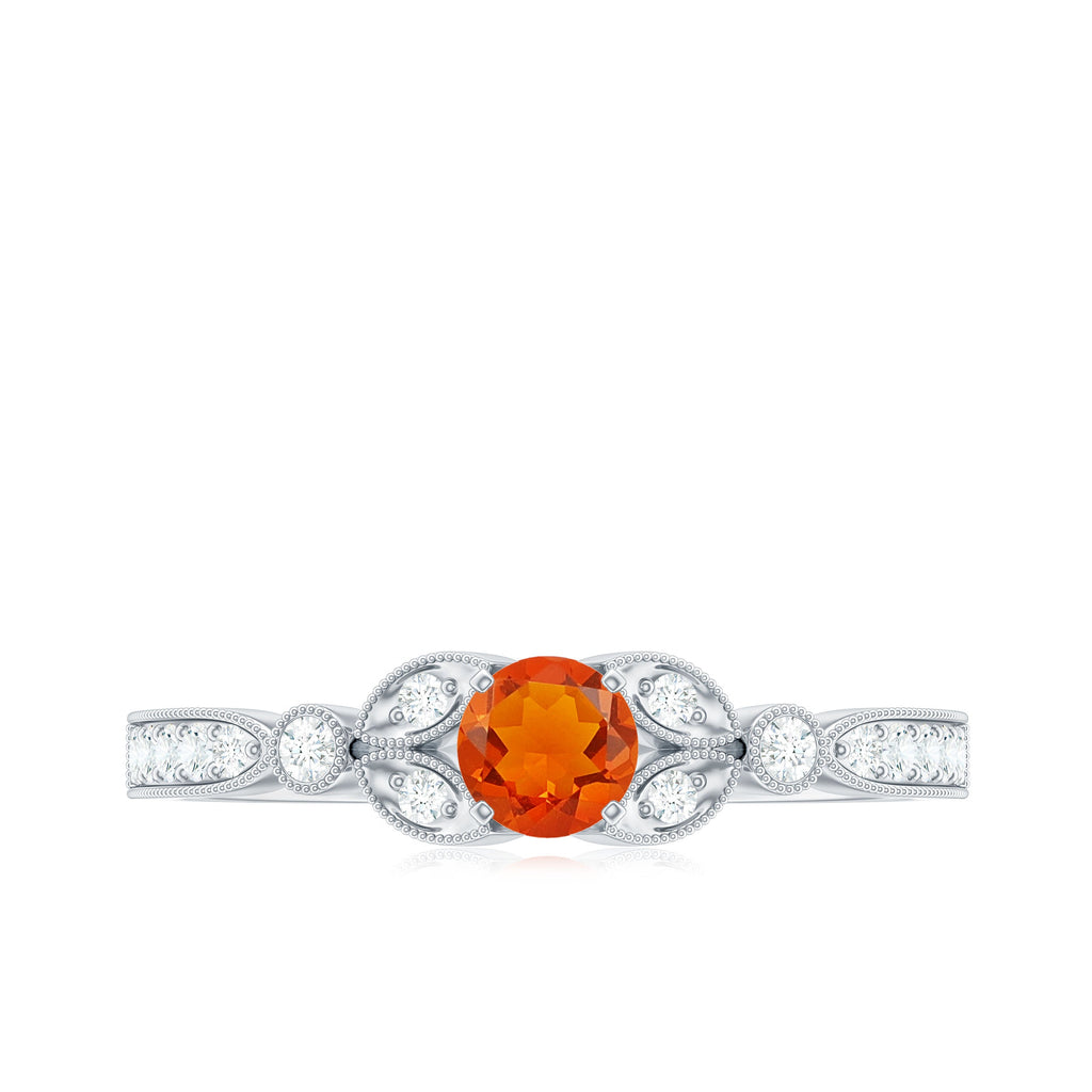 Minimal Fire Opal and Diamond Promise Ring