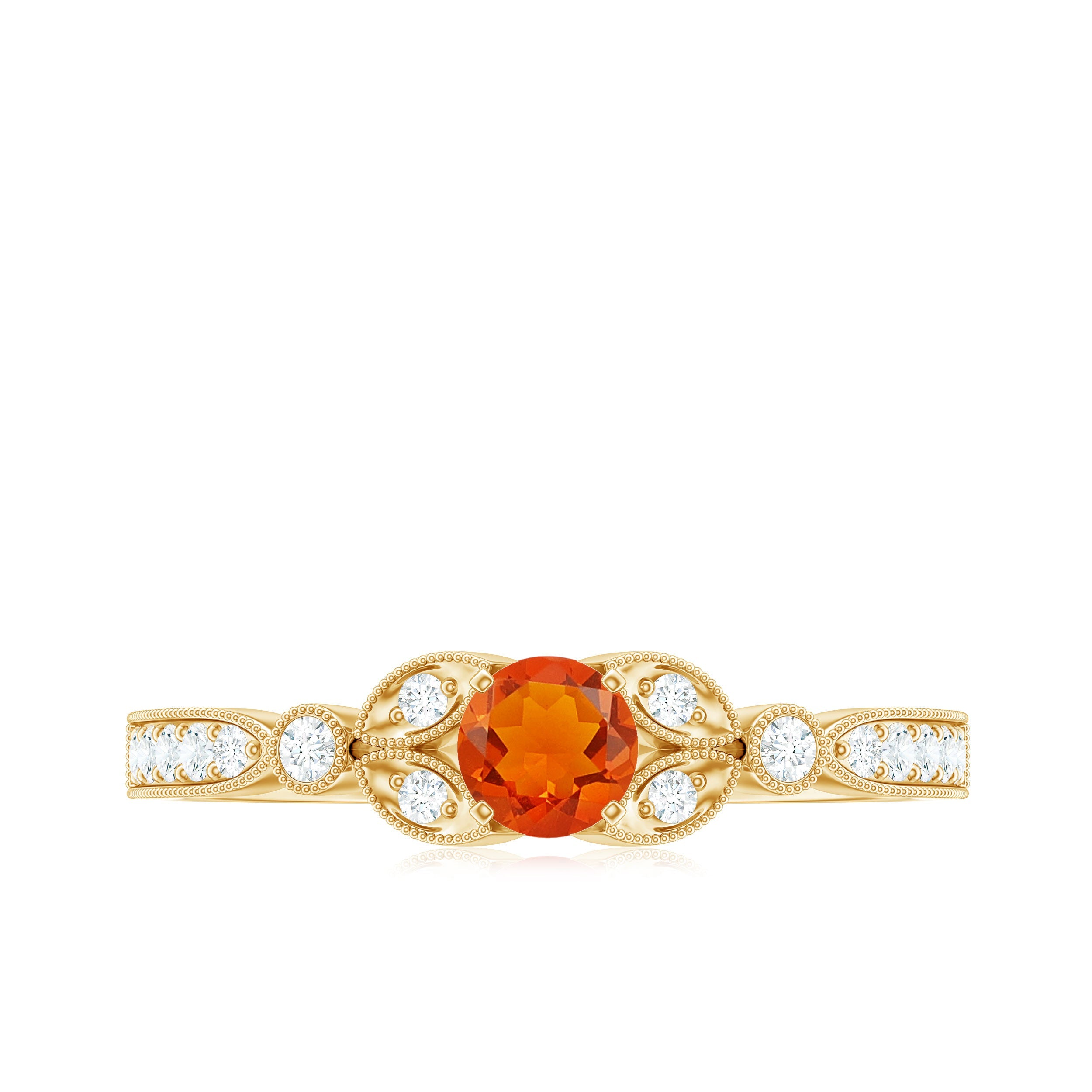 Minimal Fire Opal and Diamond Promise Ring