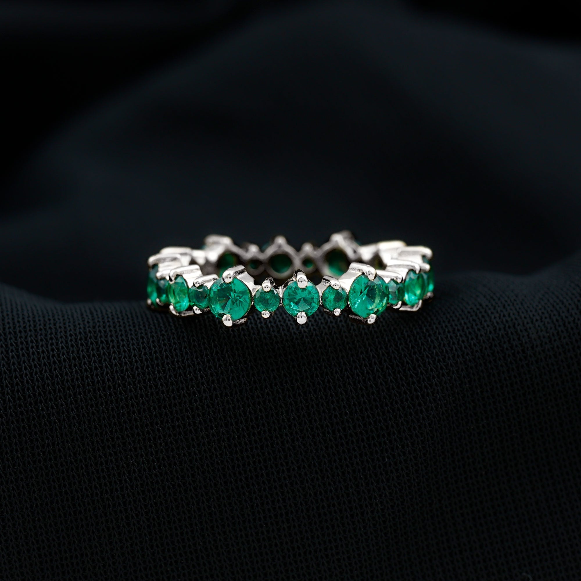 Lab Grown Emerald Full Eternity Wedding Anniversary Ring with Certificate
