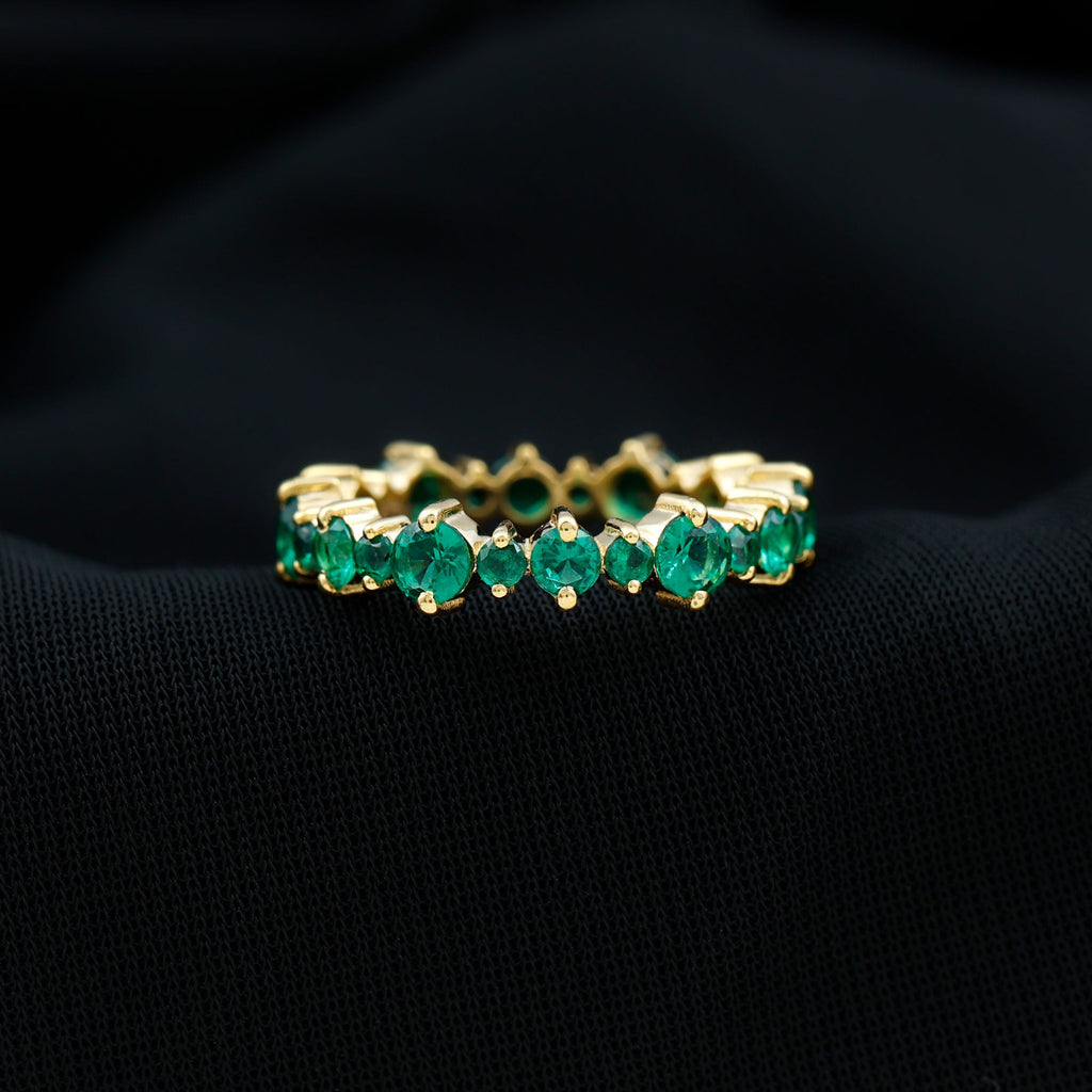Lab Grown Emerald Full Eternity Wedding Anniversary Ring with Certificate
