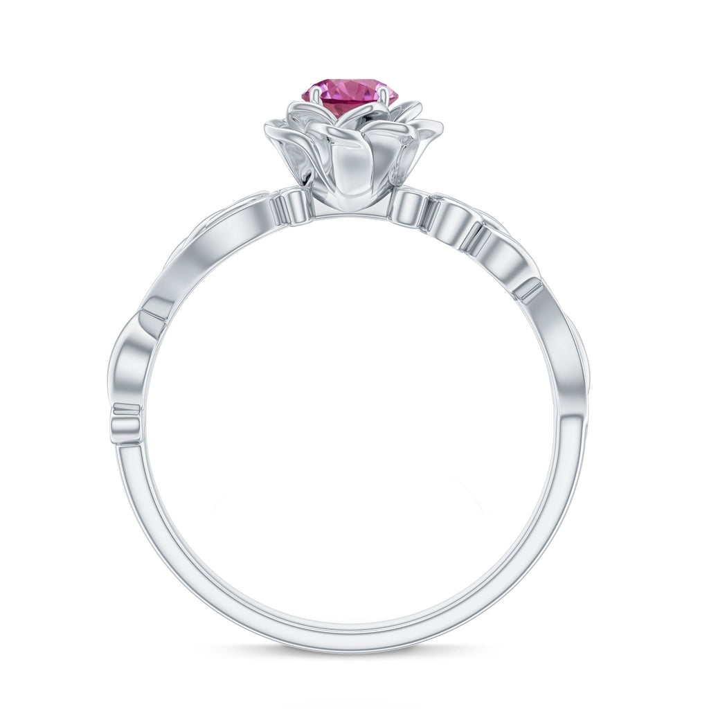 Flower Inspired Pink Tourmaline and Diamond Engagement Ring