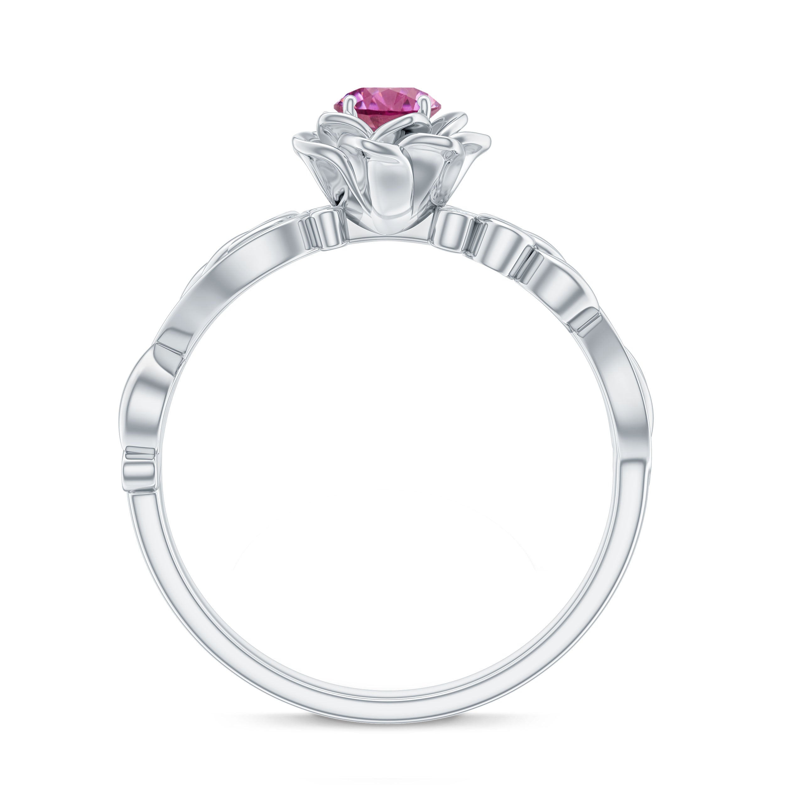 Flower Inspired Pink Tourmaline and Diamond Engagement Ring