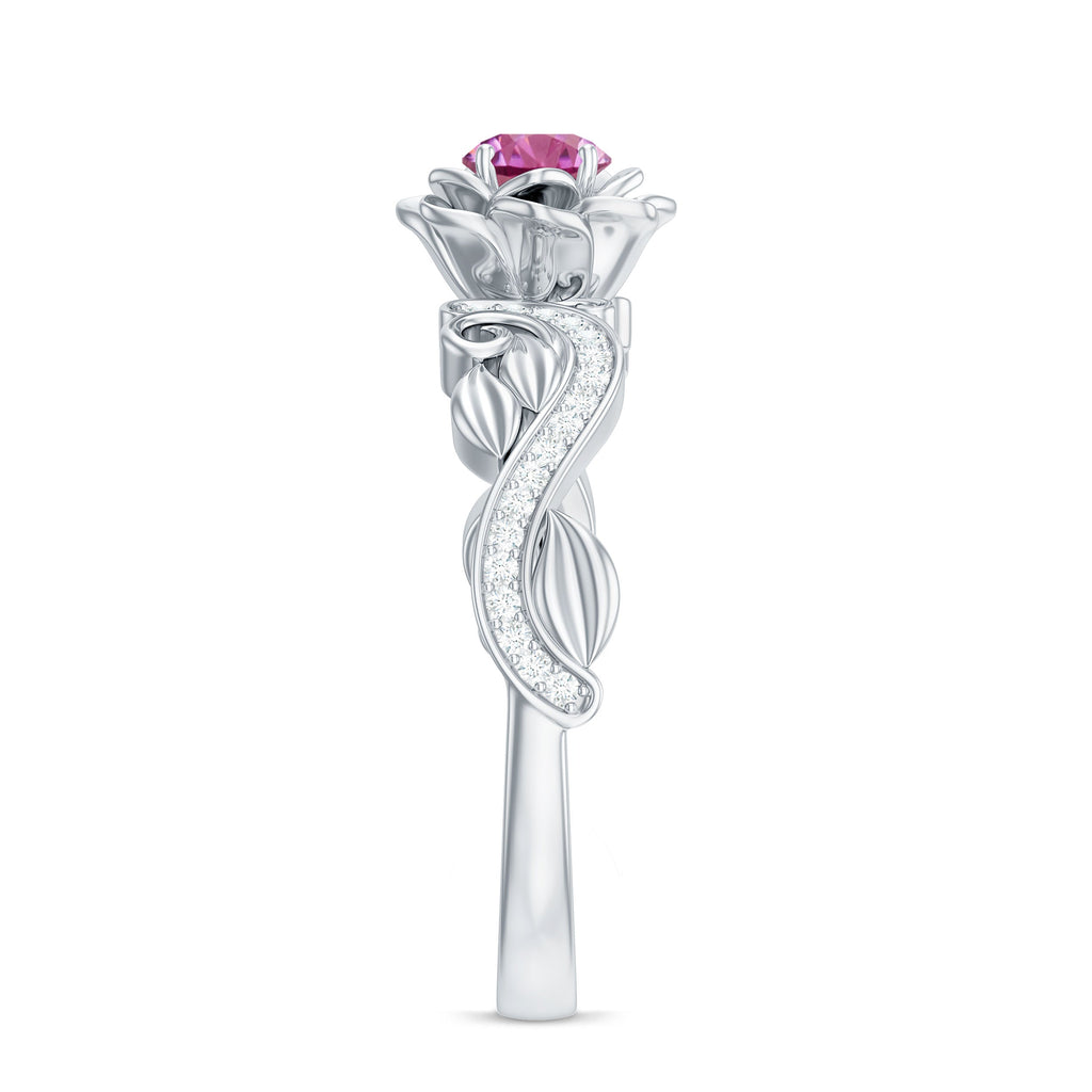 Flower Inspired Pink Tourmaline and Diamond Engagement Ring
